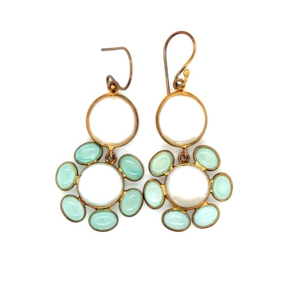 Green/White Flower Earrings - Picture 1 of 5
